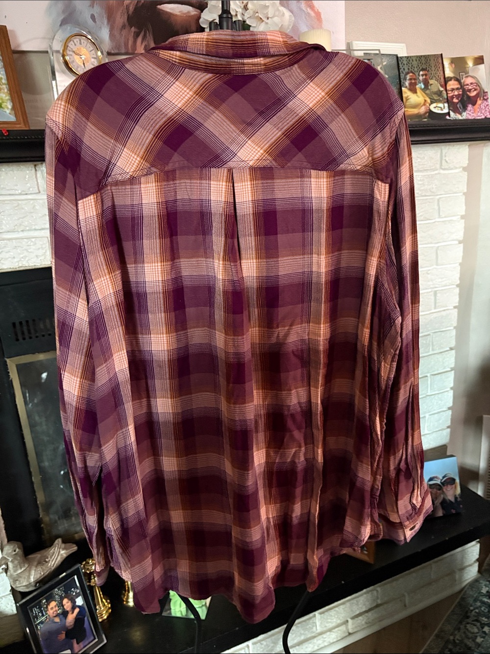 Market & Spruce Purple and Cream Plaid Button-Up Shirt - Picture 3 of 3
